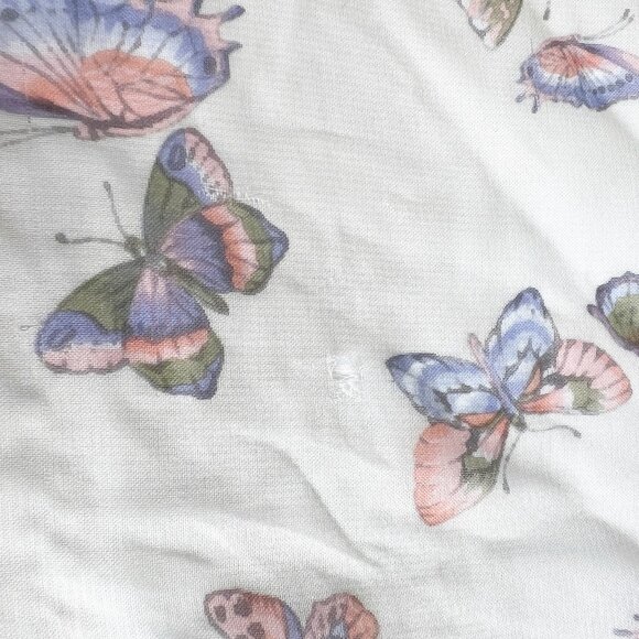Vintage Silk Butterfly Print Scarf Bandana Headband Cottagecore Romantic Dainty - Picture 7 of 8